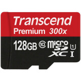 La carte mémoire 128Gb MicroSD Transcend + SD adapter (TS128GUSDU1)