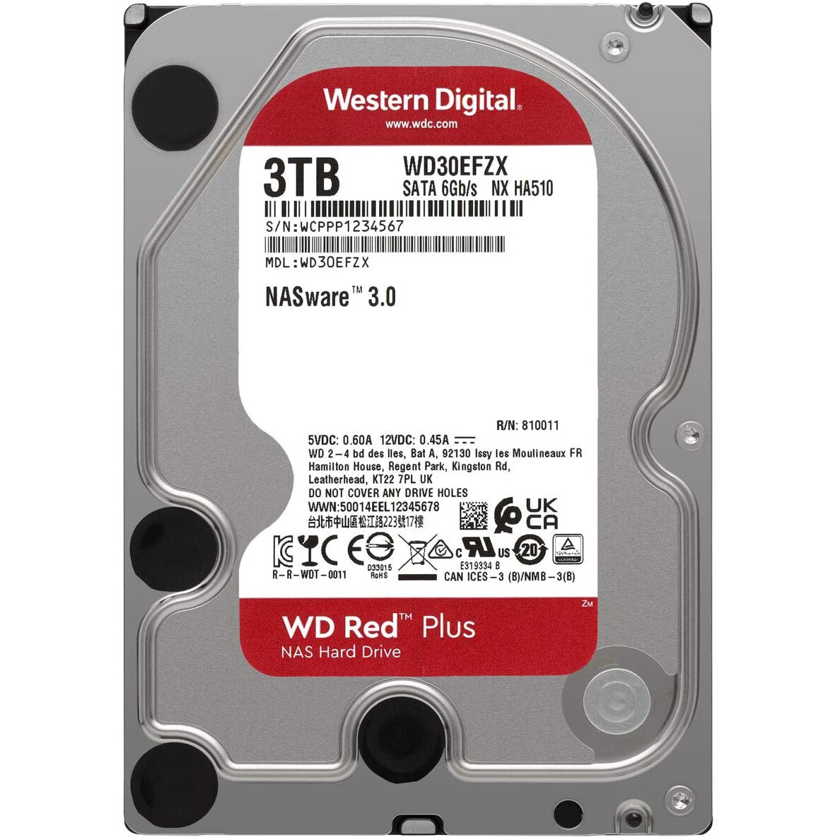 Cietais disks 3Tb SATA-III WD Red Plus (WD30EFZX)