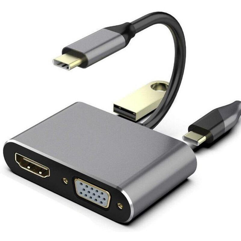 Pārejas savienojums USB Type-C - HDMI/USB3.0/USB Type-C/VGA, Telecom TUC055