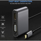 Pārejas savienojums USB Type-C - HDMI/USB3.0/USB Type-C/VGA, Telecom TUC055