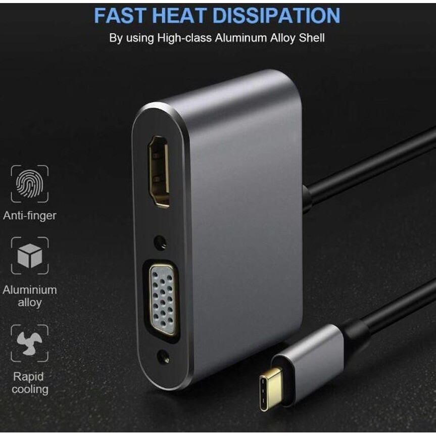 Pārejas savienojums USB Type-C - HDMI/USB3.0/USB Type-C/VGA, Telecom TUC055 - foto 3