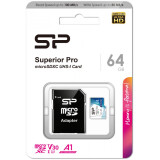 Atmiņas kartes 64Gb MicroSD Silicon Power Superior Pro + SD adapter (SP064GBSTXDU3V20AB)