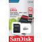Atmiņas kartes 64Gb MicroSD SanDisk Ultra + SD adapter (SDSQUNR-064G-GN3MA)