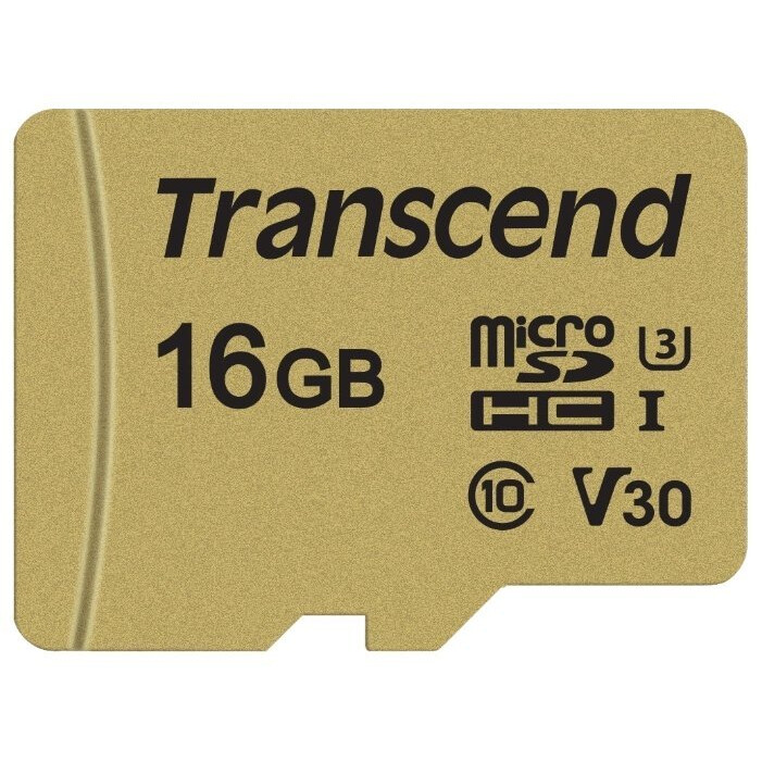 Carte mémoire 16GB MicroSD Transcend + SD adapter (TS16GUSD500S)