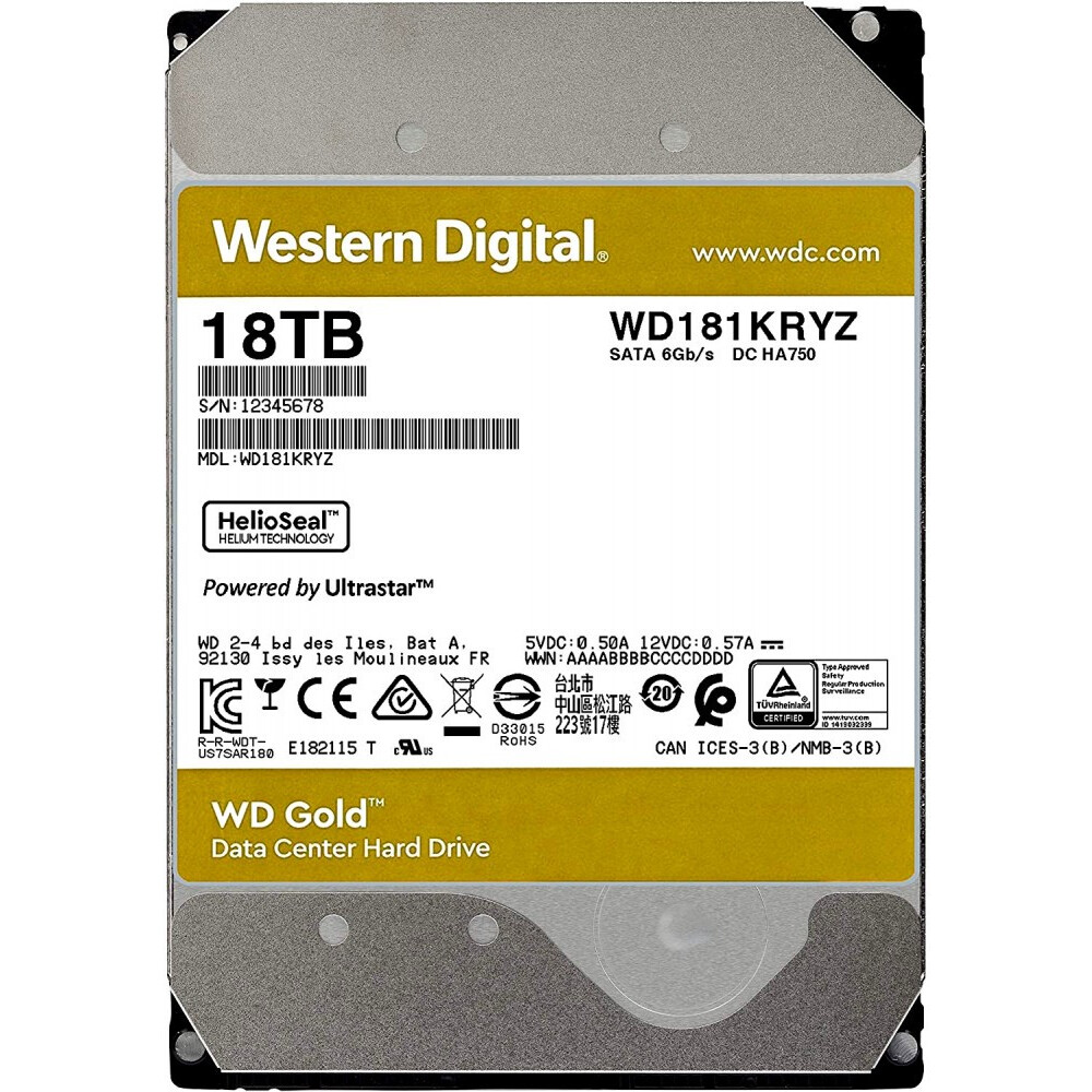 Cietais disks 18Tb SATA-III WD Gold (WD181KRYZ) - foto 2