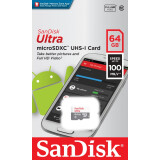 Atmiņas kartes 64Gb MicroSD SanDisk Ultra (SDSQUNR-064G-GN3MN)