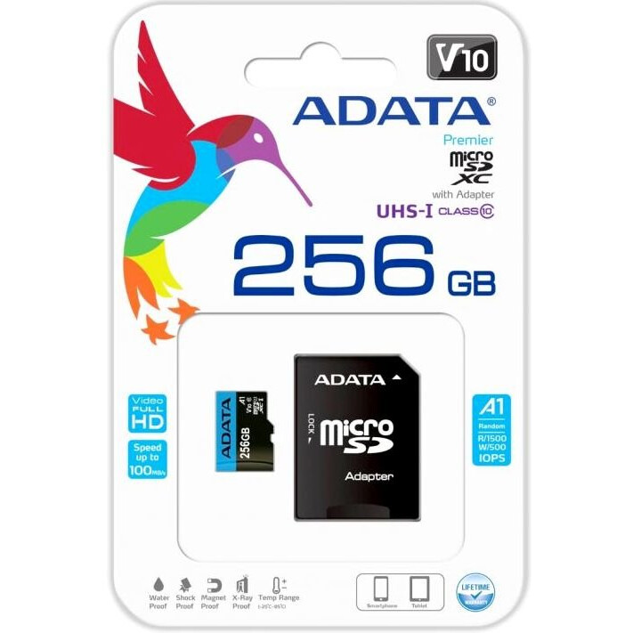 Carte mémoire 256GB MicroSD ADATA Premier + SD adapter (AUSDX256GUICL10A1-RA1) - Foto 3