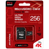 Atmiņas kartes 256Gb MicroSD QUMO + SD adapter (QM256GMICSDXC10U3)