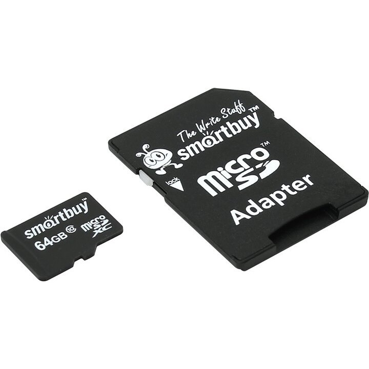 Atmiņas kartes 64Gb MicroSD SmartBuy + SD adapter (SB64GBSDCL10-01)