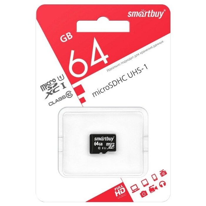 Atmiņas kartes 64Gb MicroSD SmartBuy (SB64GBSDCL10-00)