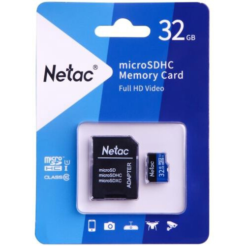 La carte mémoire 32Gb MicroSD Netac P500 + SD adapter (NT02P500STN-032G-R)
