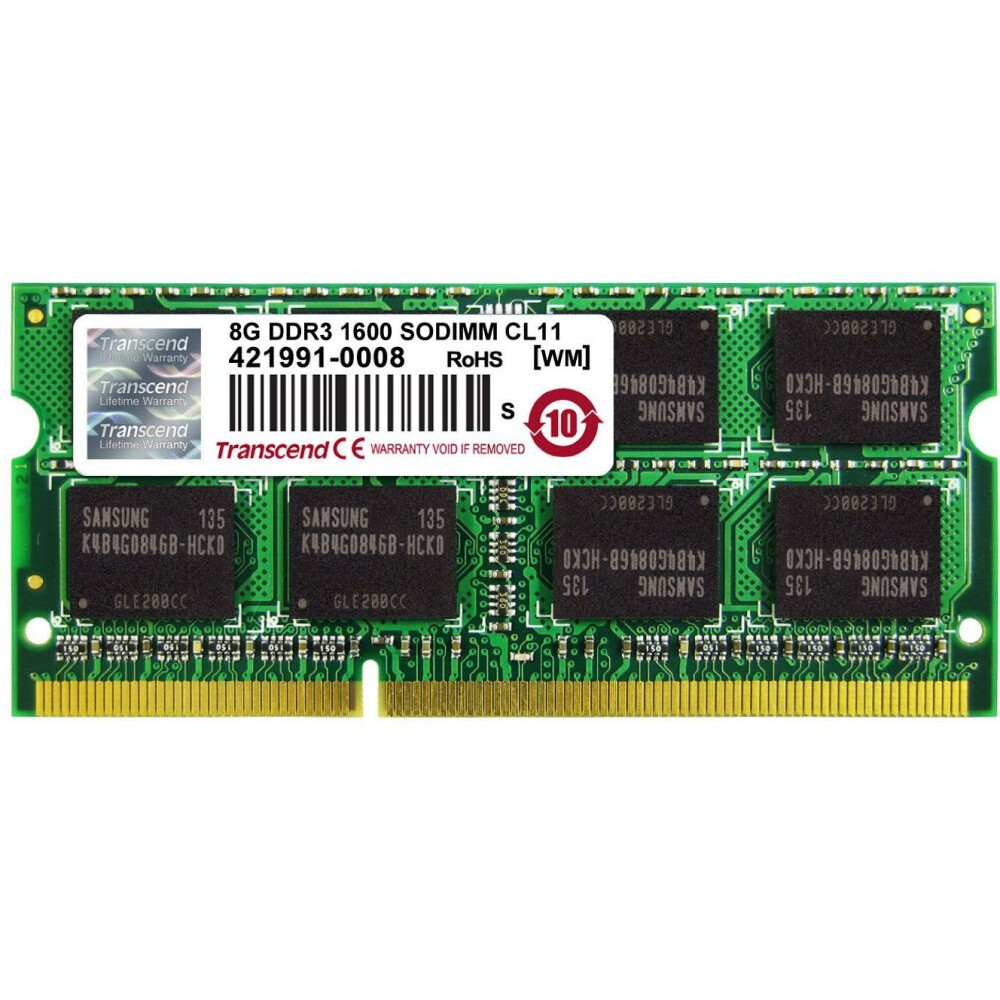 Operatīvā atmiņa 8Gb DDR-III 1600MHz Transcend SO-DIMM (TS1GSK64V6H)