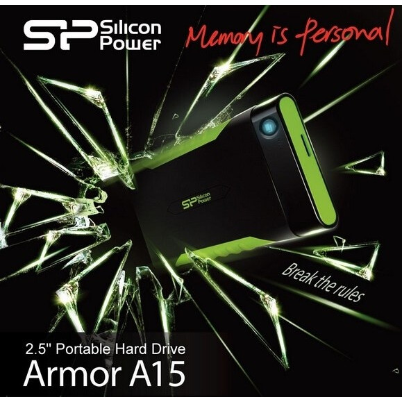 Ārējie cietie diski un SSD 1Tb Silicon Power Armor A15 Black/Green (SP010TBPHDA15S3K) - foto 3