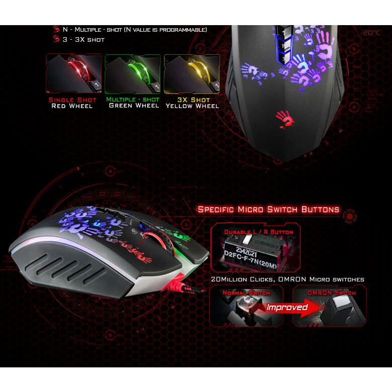 Pele A4Tech Bloody A6 Blazing Black - foto 7