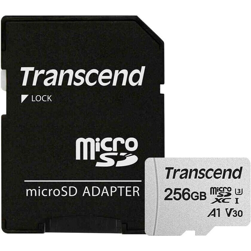 Carte mémoire 256GB MicroSD Transcend + SD adapter (TS256GUSD300S-A)