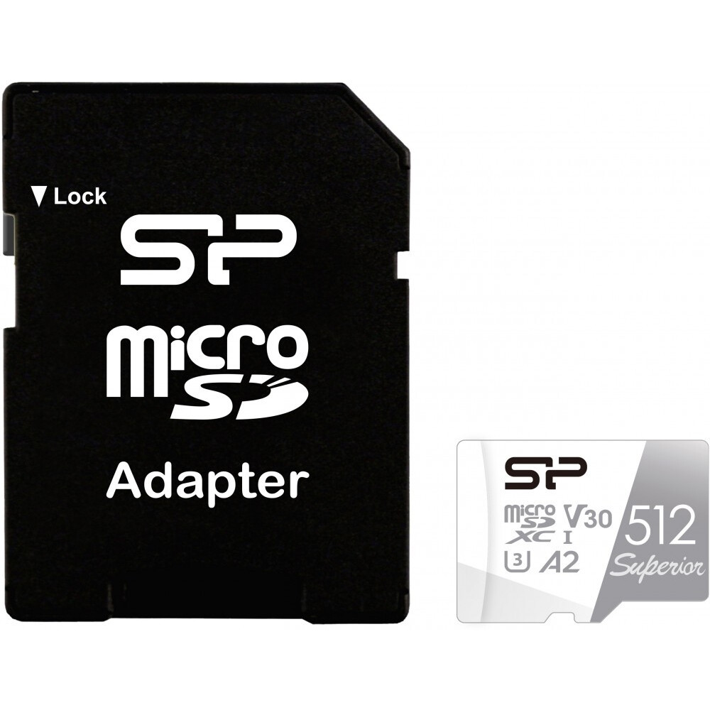 La carte mémoire 512Gb Silicon Power Superior + SD adapter (SP512GBSTXDA2V20SP)