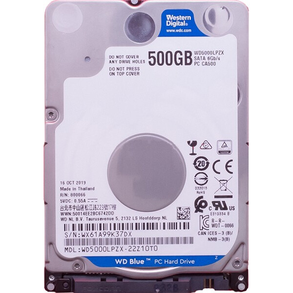 Cietais disks 500Gb SATA-III WD Blue (WD5000LPZX)