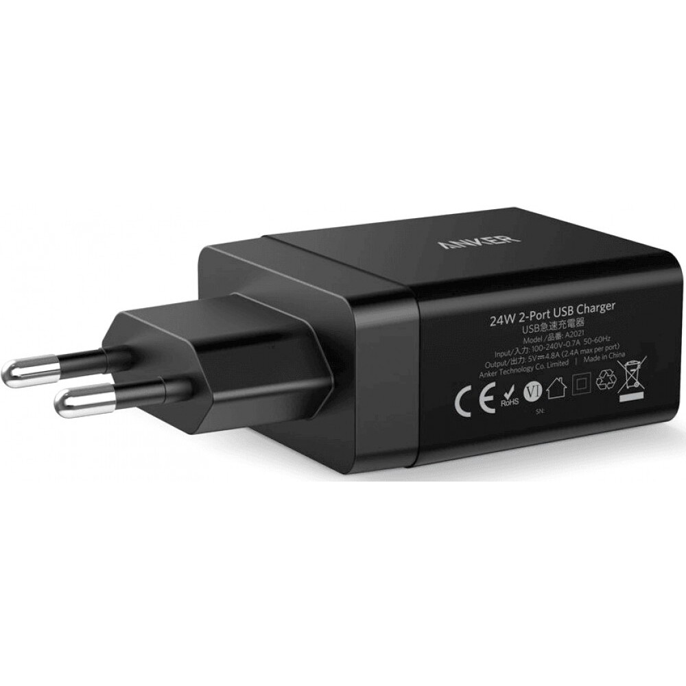 Netzladegerät Anker 24W 2-Port USB Charger Black - A2021L11 - Foto 3