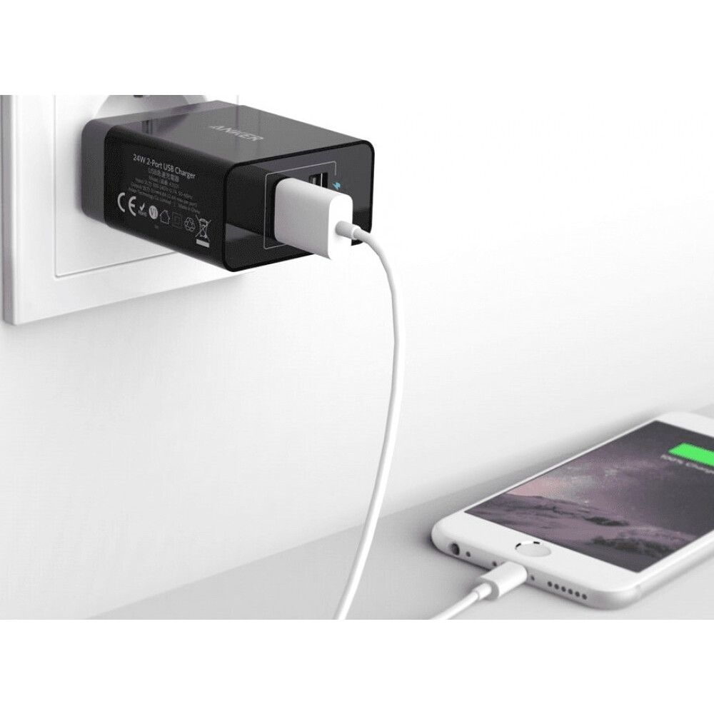 Netzladegerät Anker 24W 2-Port USB Charger Black - A2021L11 - Foto 4