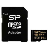 Atmiņas kartes 64Gb MicroSD Silicon Power Golden Superior + SD adapter (SP064GBSTXDV3V1GSP)